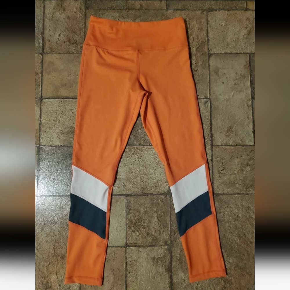 Zyia Active Leggings Orange with White size 4